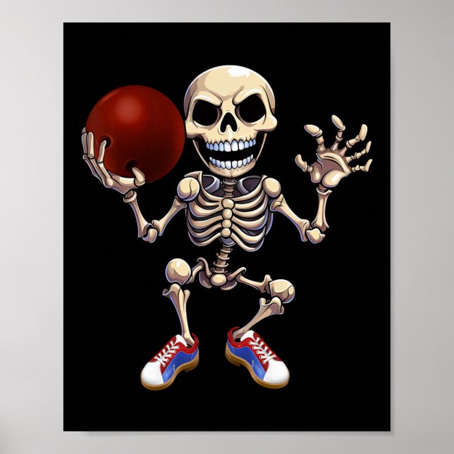 Skelett Bowling Funny Halloween Skull Kid Poster (Vorne)