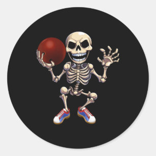 Skelett Bowling Funny Halloween Skull Kid Runder Aufkleber