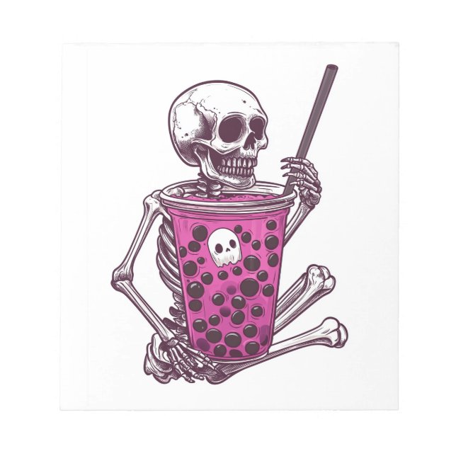 Skelett-Bubble-Tea Notizblock (Vorderseite)