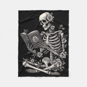Skelett-Buch-Blumen-Schädel-Halloween-Lehrer-Kostü Fleecedecke