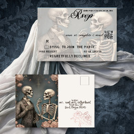 Skelett Couple Til Death Do us Part UAWG QR Einladungspostkarte