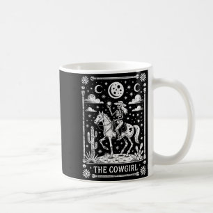Skelett-Cowgirl auf einem Pferd reitend Tarotkarte Kaffeetasse