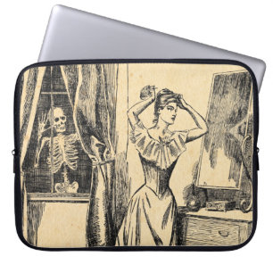 Skelett, das auf viktorianischer Dame Vintage Goth Laptopschutzhülle