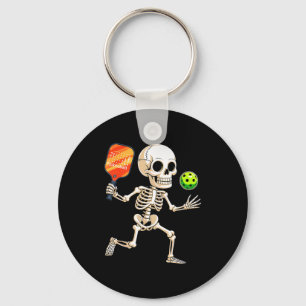Skelett, das Pickle-Ball-Halloween-Kostüm spielt Schlüsselanhänger