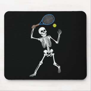 Skelett, das Tennisliebhaber spielt, gruseliges Ha Mousepad