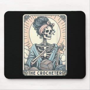 Skelett Die Häkelnde Mutter Tarotkarte Strickerin  Mousepad