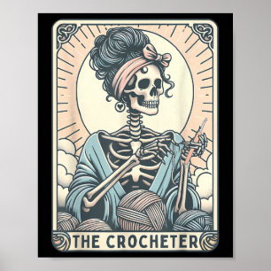 Skelett Die Häkelnde Mutter Tarotkarte Strickerin Poster