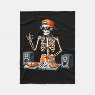 Skelett-Dj-Halloween-Kostüm-Plattenspieler-Musik-L Fleecedecke