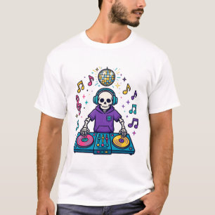 Skelett-DJ-Party Lustige Halloween-Musik-Kunst T-Shirt