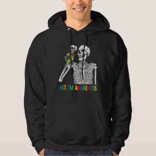 Skelett Drink Kaffee Autismus Bewusstseinsfrage Pu Hoodie