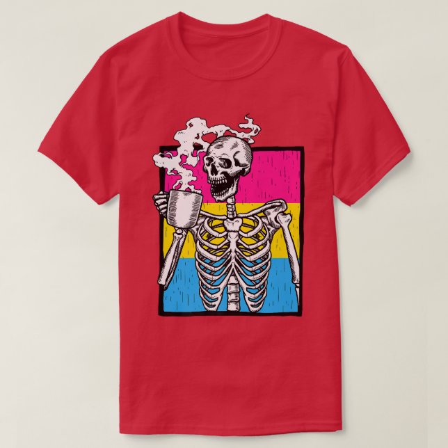 Skelett Drink Kaffee LGBTQ Panseual Pride Pan  T-Shirt (Design vorne)
