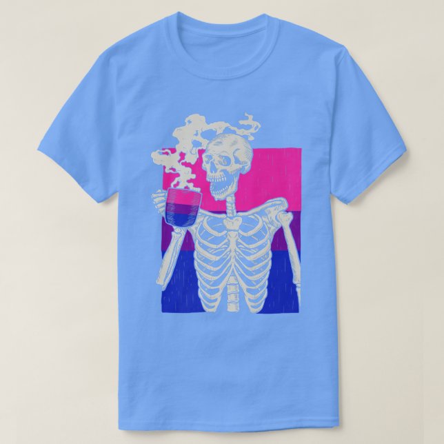 Skelett Drink Kaffee LGBTQ Retro Biseual Pride T-Shirt (Design vorne)