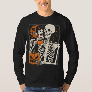 Skelett Drink Kaffee Lover Halloween Schädel ML T-Shirt