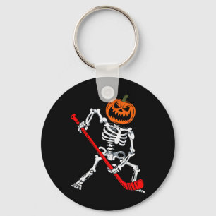 Skelett-Eishockey-Halloween-Kürbis-Hockey Herren Schlüsselanhänger