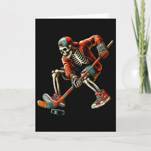Skelett-Eishockeyspieler Coole Halloween-Kostüm Karte