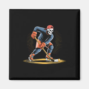 Skelett-Eishockeyspieler Lustiges Skater-Design Magnet