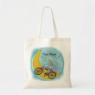 Skelett fährt Fahrrad Tragetasche