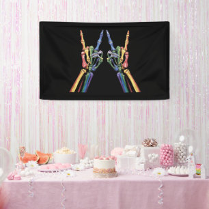Skelett-Felsen-Hand LGBTQ Coole Regenbogenflagge S Banner