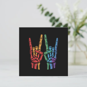 Skelett-Felsen-Hand LGBTQ-Regenbogenflagge Gay Pri Einladung