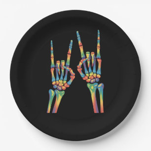Skelett-Felsen-Hand-Regenbogen-LGBTQ-Schwul-Lesbis Pappteller