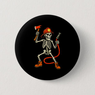 Skelett Fireman Halloween Feuerwehrmännchen Kinder Button