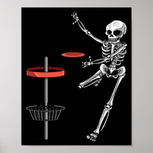 Skelett-Flugscheibe Golf Halloween-Frisbee Einfach Poster