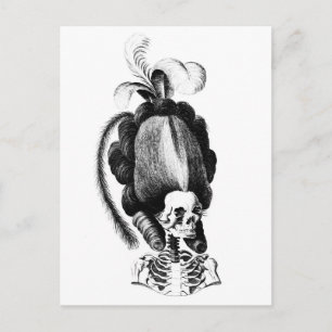 Skelett-Frau mit aufwendiger Frisur Postkarte