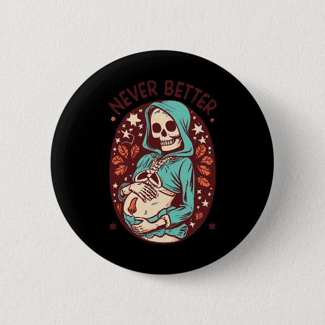 Skelett-Frau von Scary Skeleton Halloween  Button (Vorderseite)