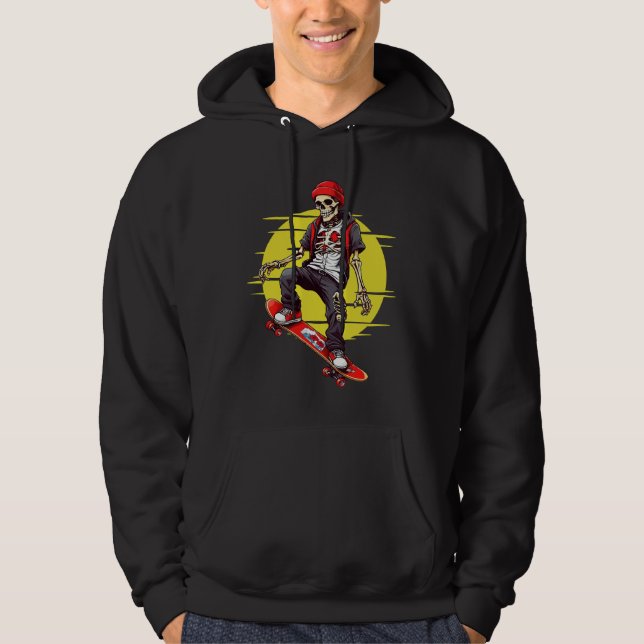 Skelett für Skateboarding Hoodie (Vorderseite)