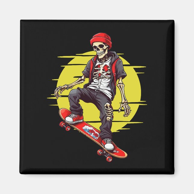 Skelett für Skateboarding Magnet (Vorne)