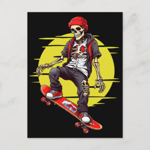 Skelett für Skateboarding Postkarte