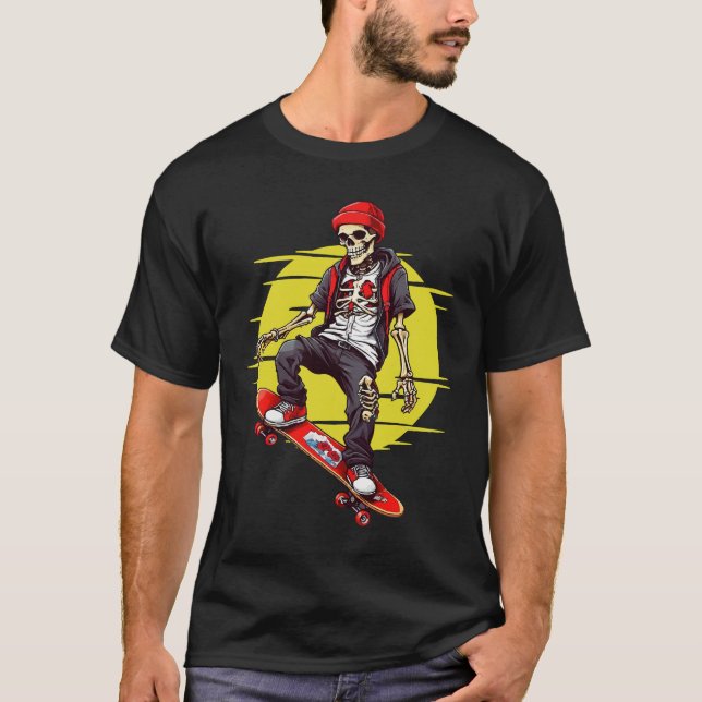 Skelett für Skateboarding T-Shirt (Vorderseite)