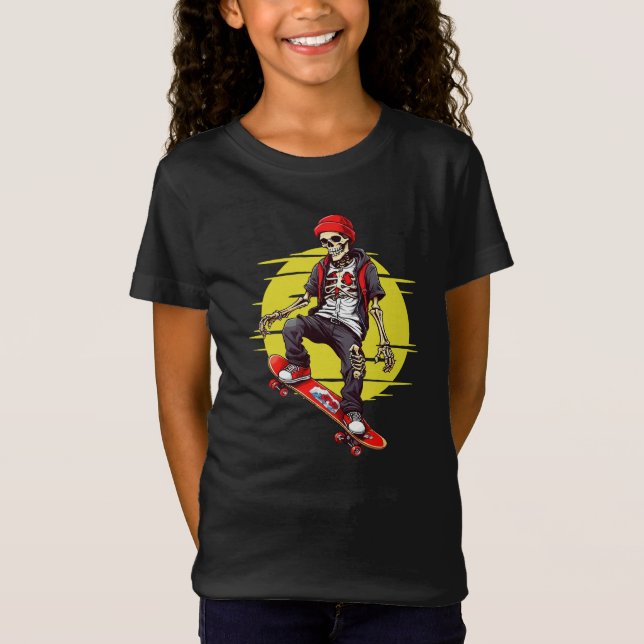 Skelett für Skateboarding T-Shirt (Vorderseite)