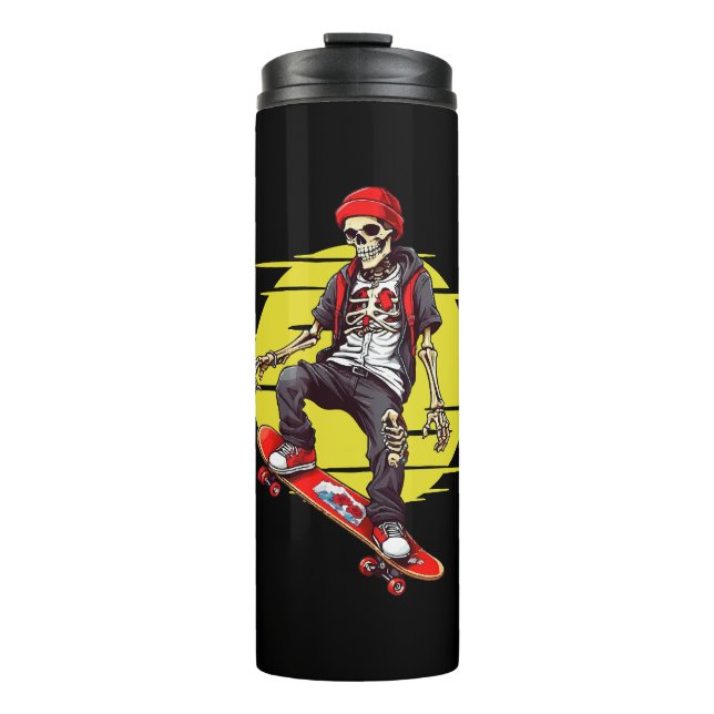Skelett für Skateboarding Thermosbecher (Vorderseite)