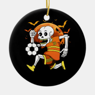Skelett Fußball Fußballspielen Funny Halloween Fuß Keramik Ornament
