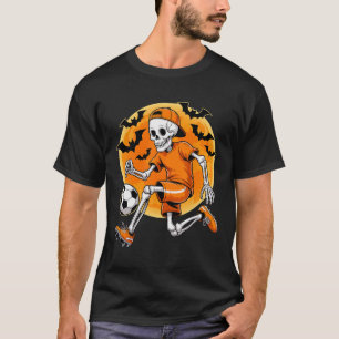 Skelett Fußball Herren Jungen Kinder Halloween Fuß T-Shirt
