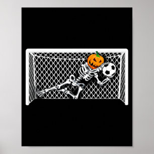 Skelett Fußball Torwart Halloween-Kürbis Poster