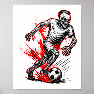 Skelett-Fußballspieler - Gruseliger Halloween-Geis Poster