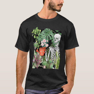 Skelett-Gartenarbeit Schädel Pflanze Gärtner T-Shirt