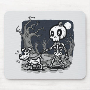 Skelett gehender Hund Halloween-Kunst Mousepad