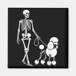 Skelett gehender Pudel-Hunde-Liebhaber Halloween H Magnet