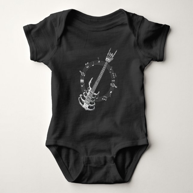 Skelett Gitarre Lover Rock Musik Fan Baby Strampler (Vorderseite)