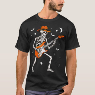 Skelett Gitarre spielend Gitarrist Rock Halloween T-Shirt