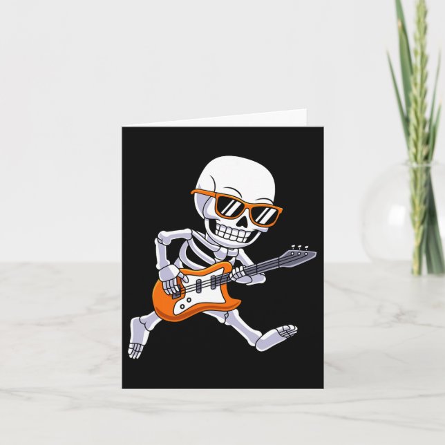 Skelett Gitarrenrock und Roll Boys Kinder Karte (Vorderseite)