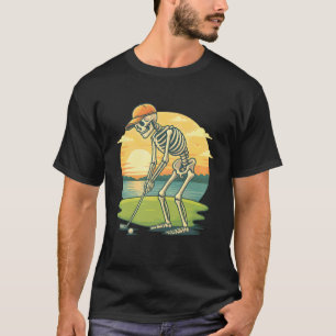 Skelett Golf Halloween Golfer Golfspieler Lustig M T-Shirt