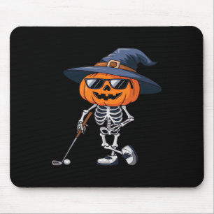 Skelett-Golf-Halloween-Kürbis-Golfer-Tee Mousepad