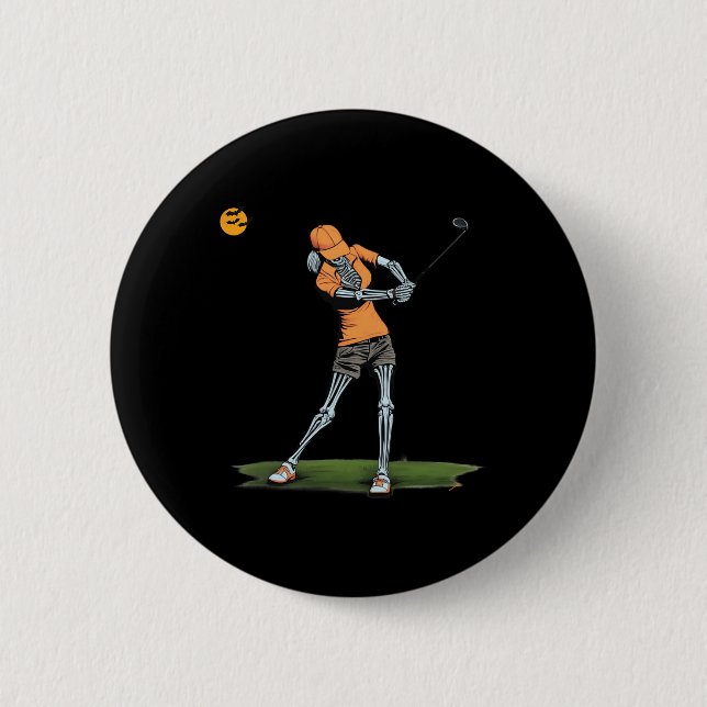 Skelett Golf Lustiges Halloween Golf Sport Golfer Button (Vorderseite)