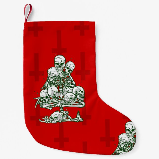 Skelett-Gothic-Kreuz Kleiner Weihnachtsstrumpf (Vorderseite)