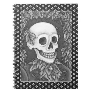 SKELETT, GOTHISCHER GENTLEMAN TOTENKOPF, TOTE BLAT NOTIZBLOCK