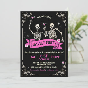 Skelett-Gruselparty-Halloween-Kostüm-Cocktail Einladung